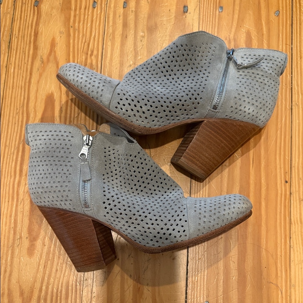 Rag & Bone Perforated Suede Ankle Booties - Light Gray Size 41 / 11